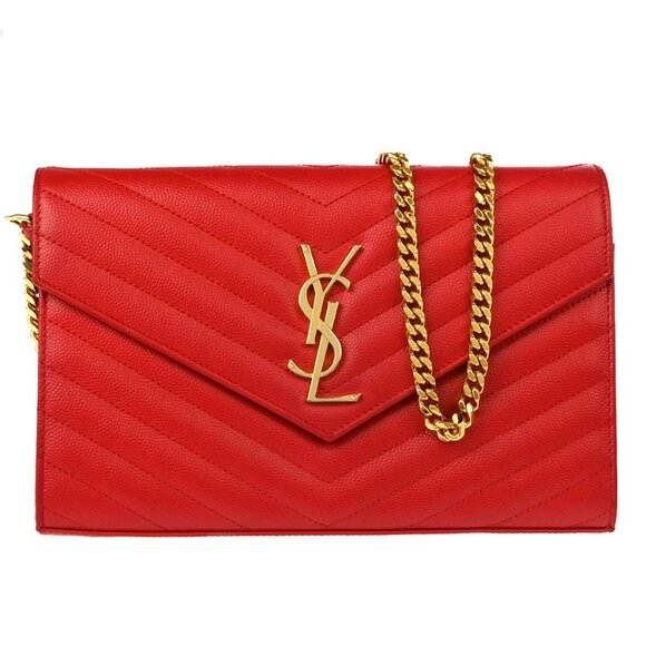 Saint Laurent Red Envelope WOC Wallet on Chain Shoulder Bag 166149 - Picture 1 of 9